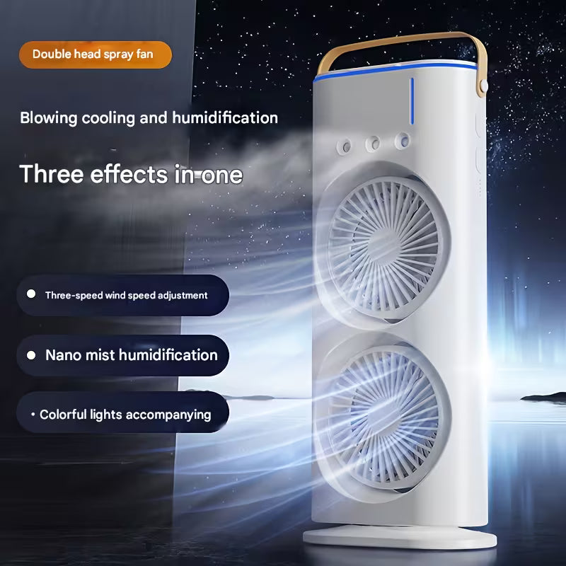 Portable Rechargeable & rotatable type c cooling double mist fan