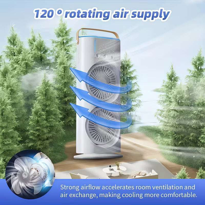 Portable Rechargeable & rotatable type c cooling double mist fan