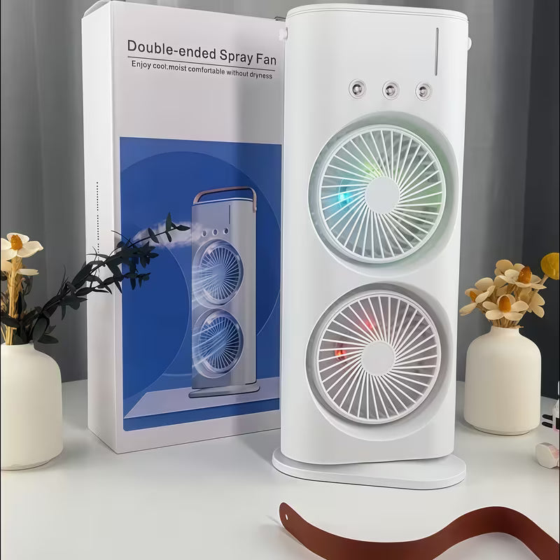 Portable Rechargeable & rotatable type c cooling double mist fan
